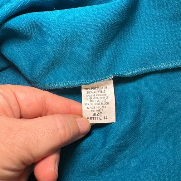 Pablo Collection Blue/Green V-Neck Button Lace Skirt Suit Set Size P14 Vtg 80s - Picture 5 of 11